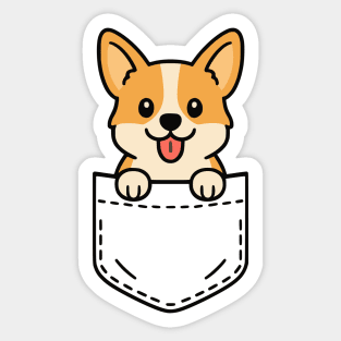 Cute Corgi Puppy Pocket Pal Funny Corgi Dog Lover Sticker